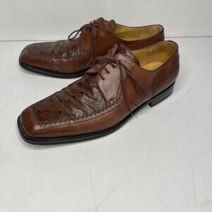Mezlan Ostrich Leather Alberta Oxford Dress Shoes, Men's 9.5M Brown Luxury‎